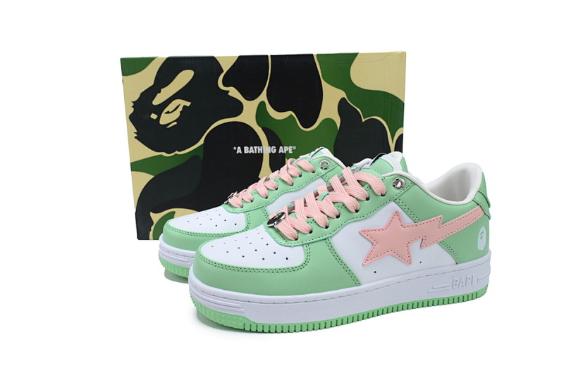 【AD1BP】绿粉皮面 跑量款芭比猿猴低帮板鞋 1H70-191-055 A BATHING APE Bape STA