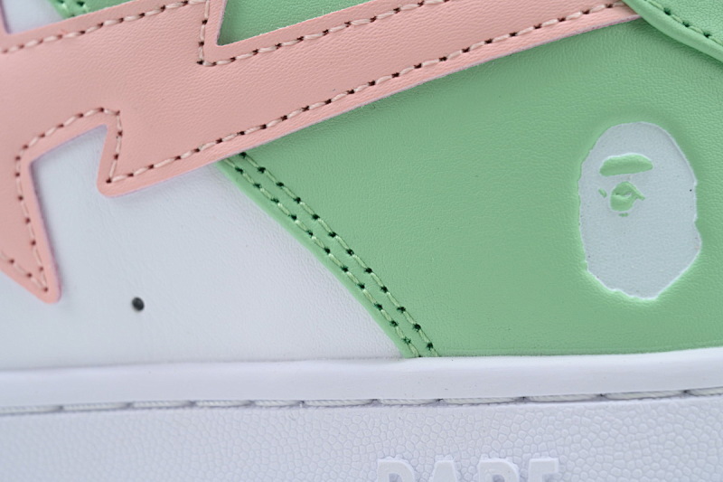 【AD1BP】绿粉皮面 跑量款芭比猿猴低帮板鞋 1H70-191-055 A BATHING APE Bape STA