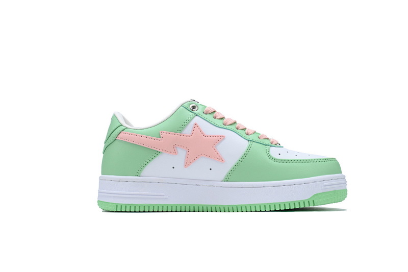【AD1BP】绿粉皮面 跑量款芭比猿猴低帮板鞋 1H70-191-055 A BATHING APE Bape STA