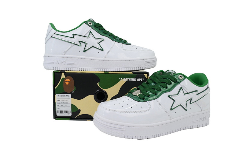 【AD1BP】白绿双星 跑量款芭比猿猴低帮板鞋 1J30-191-017 A BATHING APE Bape STA