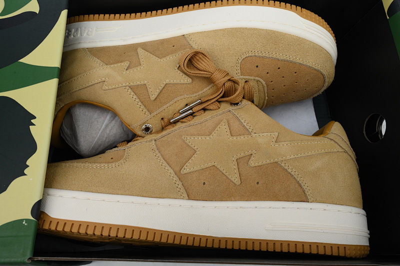 【AD1BP】黄色反毛皮 跑量款芭比猿猴低帮板鞋 1H70-191-004 A BATHING APE Bape STA