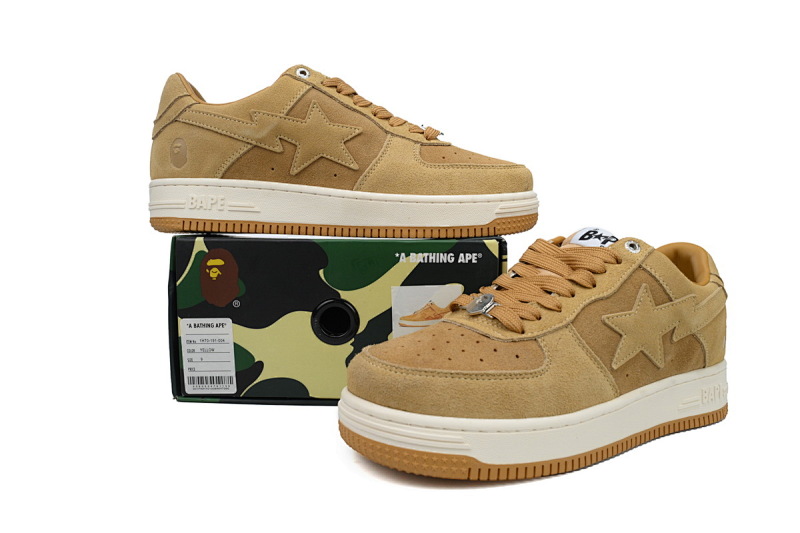【AD1BP】黄色反毛皮 跑量款芭比猿猴低帮板鞋 1H70-191-004 A BATHING APE Bape STA