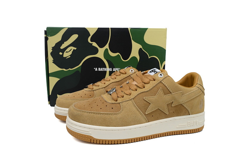 【AD1BP】黄色反毛皮 跑量款芭比猿猴低帮板鞋 1H70-191-004 A BATHING APE Bape STA