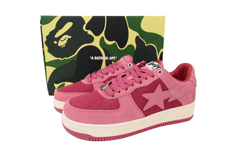【AD1BP】粉色反毛皮 跑量款芭比猿猴低帮板鞋 1H70-191-004 A BATHING APE Bape STA