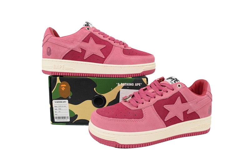 【AD1BP】粉色反毛皮 跑量款芭比猿猴低帮板鞋 1H70-191-004 A BATHING APE Bape STA