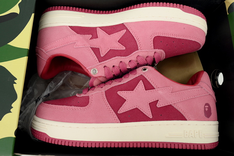 【AD1BP】粉色反毛皮 跑量款芭比猿猴低帮板鞋 1H70-191-004 A BATHING APE Bape STA