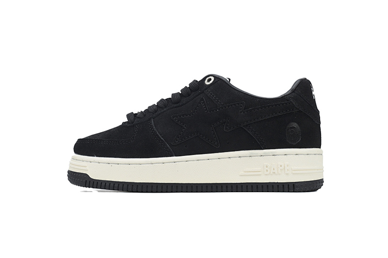 【AD1BP】黑色反毛皮 跑量款芭比猿猴低帮板鞋 1H70-191-004 A BATHING APE Bape STA