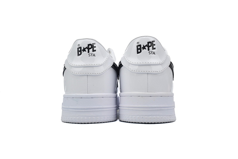 【AD1BP】白镜面黑勾 跑量款芭比猿猴低帮板鞋 OZXSHM 191 302M A BATHING APE Bape STA