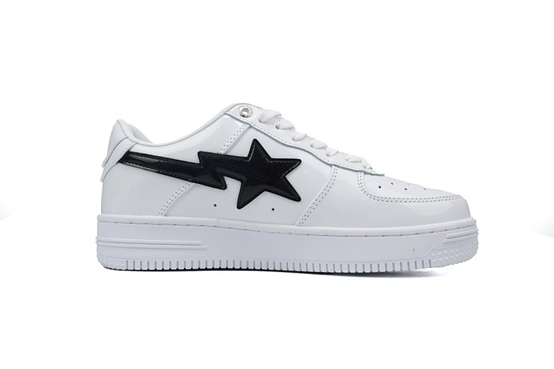 【AD1BP】白镜面黑勾 跑量款芭比猿猴低帮板鞋 OZXSHM 191 302M A BATHING APE Bape STA