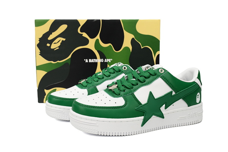 【AD1BP】白绿大星 跑量款芭比猿猴漫威系列低帮板鞋 OZXSHM 191 306M A Bathing Ape Bape Sta Low White Green Star