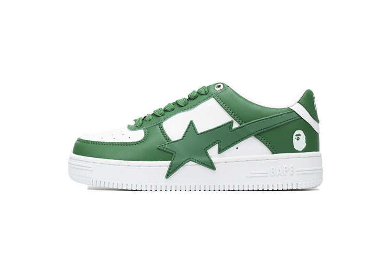 【AD1BP】白绿大星 跑量款芭比猿猴漫威系列低帮板鞋 OZXSHM 191 306M A Bathing Ape Bape Sta Low White Green Star