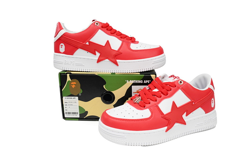 【AD1BP】白红大星 跑量款芭比猿猴漫威系列低帮板鞋 OZXSHM 191 306M A Bathing Ape Bape Sta Low White Red Star