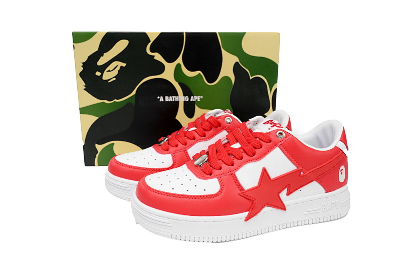 【AD1BP】白红大星 跑量款芭比猿猴漫威系列低帮板鞋 OZXSHM 191 306M A Bathing Ape Bape Sta Low White Red Star