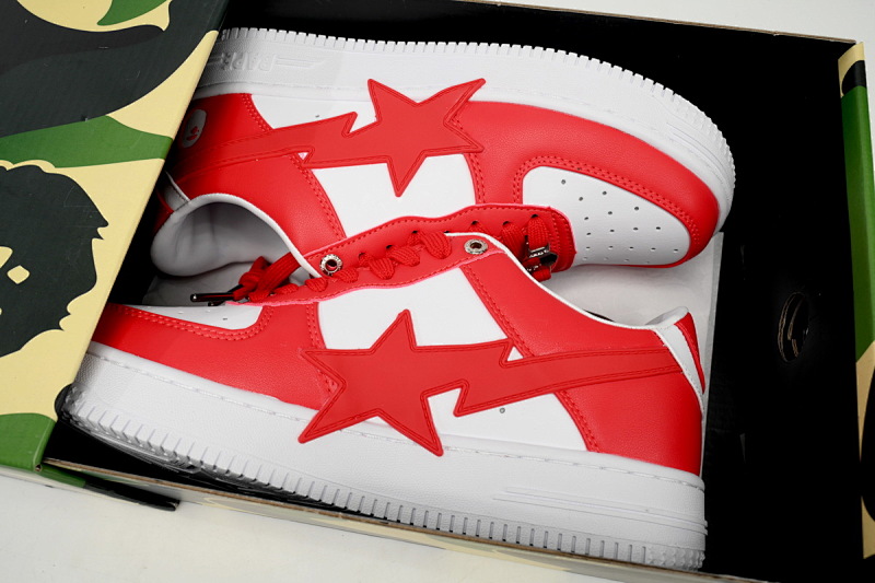 【AD1BP】白红大星 跑量款芭比猿猴漫威系列低帮板鞋 OZXSHM 191 306M A Bathing Ape Bape Sta Low White Red Star