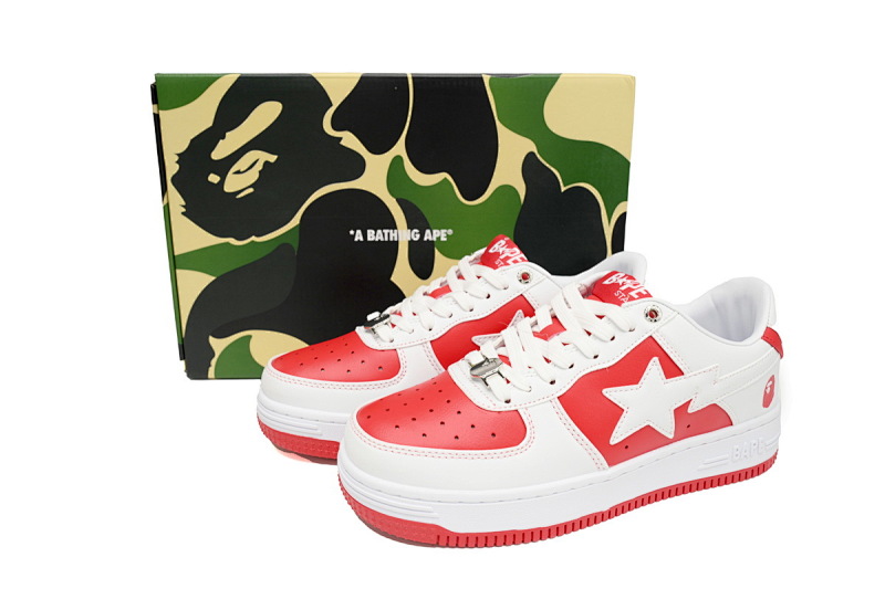 【AD1BP】白红皮面 跑量款芭比猿猴漫威系列低帮板鞋 OZXSH W291 328 A Bathing Ape Bape Sta Low Red And White