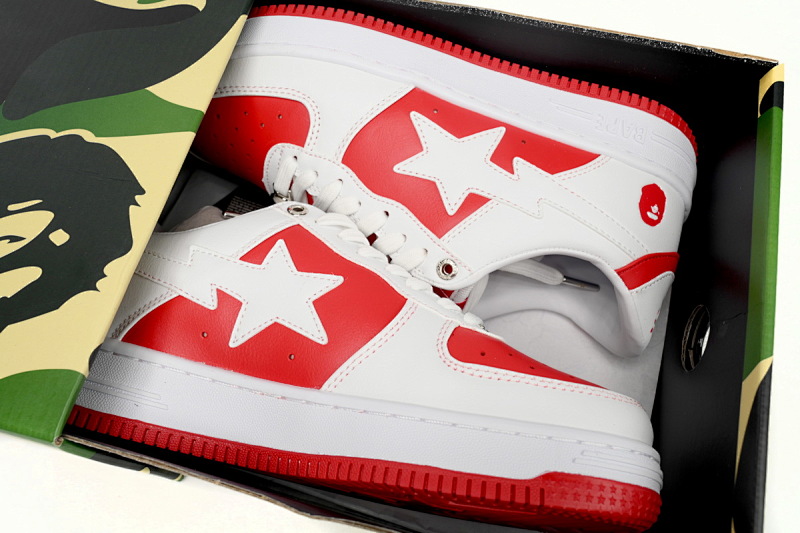 【AD1BP】白红皮面 跑量款芭比猿猴漫威系列低帮板鞋 OZXSH W291 328 A Bathing Ape Bape Sta Low Red And White