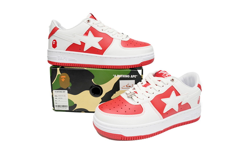【AD1BP】白红皮面 跑量款芭比猿猴漫威系列低帮板鞋 OZXSH W291 328 A Bathing Ape Bape Sta Low Red And White