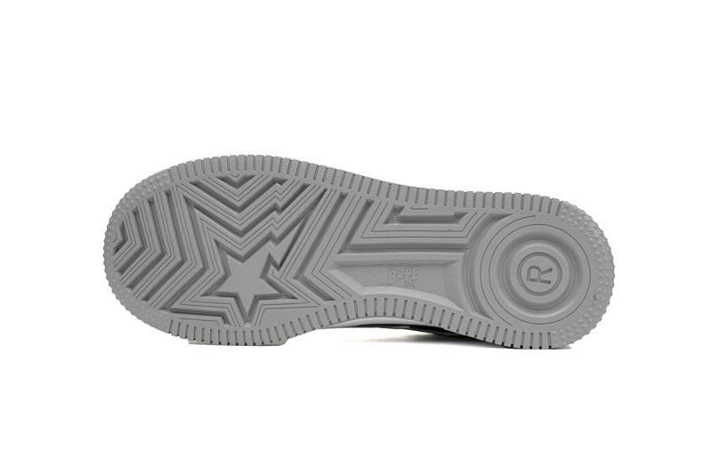 【AD1BP】白灰皮面 跑量款芭比猿猴漫威系列低帮板鞋 OZXSH W291 328 A Bathing Ape Bape Sta Low Grey White