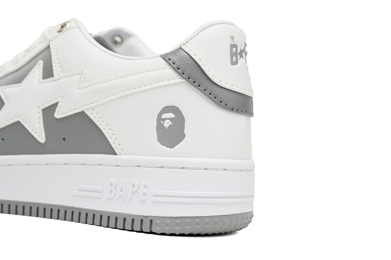 【AD1BP】白灰皮面 跑量款芭比猿猴漫威系列低帮板鞋 OZXSH W291 328 A Bathing Ape Bape Sta Low Grey White