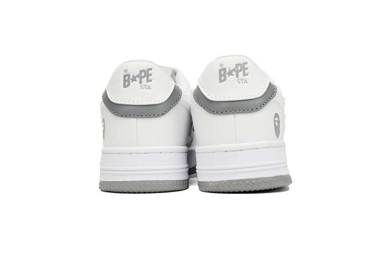 【AD1BP】白灰皮面 跑量款芭比猿猴漫威系列低帮板鞋 OZXSH W291 328 A Bathing Ape Bape Sta Low Grey White