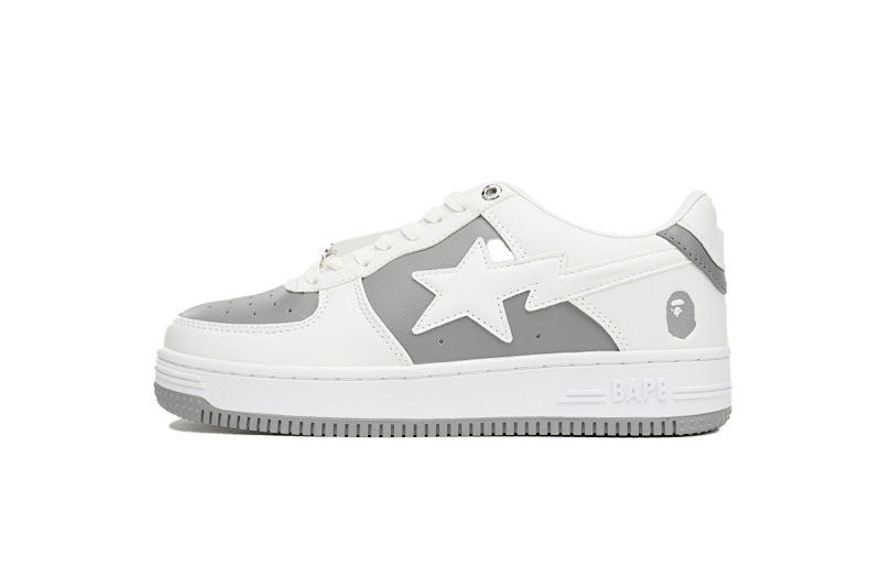 【AD1BP】白灰皮面 跑量款芭比猿猴漫威系列低帮板鞋 OZXSH W291 328 A Bathing Ape Bape Sta Low Grey White