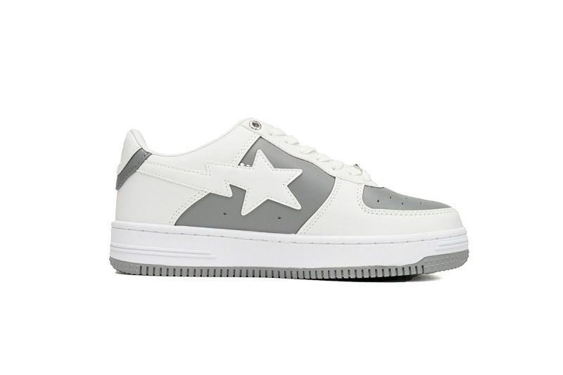 【AD1BP】白灰皮面 跑量款芭比猿猴漫威系列低帮板鞋 OZXSH W291 328 A Bathing Ape Bape Sta Low Grey White