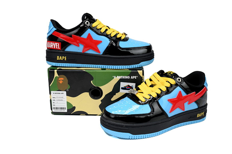 【AD1BP】黑寡妇 跑量款芭比猿猴漫威系列低帮板鞋 1I73-291-907 A Bathing Ape Bape Sta Low Black Widow