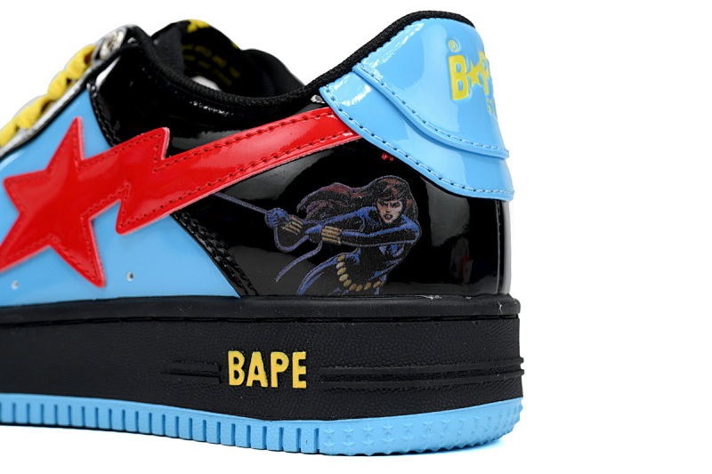 【AD1BP】黑寡妇 跑量款芭比猿猴漫威系列低帮板鞋 1I73-291-907 A Bathing Ape Bape Sta Low Black Widow