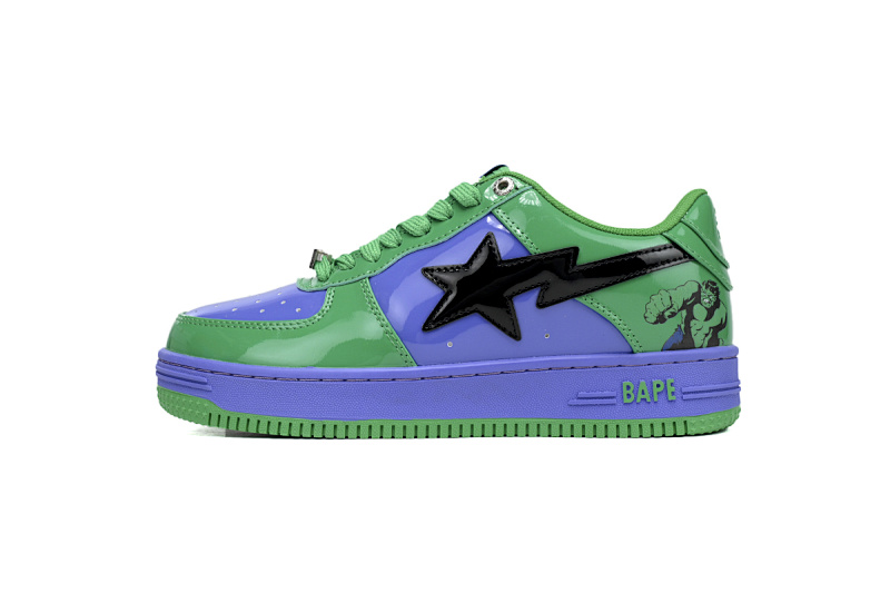 【AD1BP】绿巨人 跑量款芭比猿猴漫威系列低帮板鞋 1I73-291-904 A Bathing Ape Bape Sta Low The Hulk