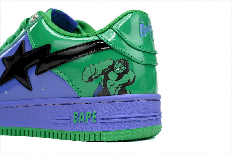 【AD1BP】绿巨人 跑量款芭比猿猴漫威系列低帮板鞋 1I73-291-904 A Bathing Ape Bape Sta Low The Hulk