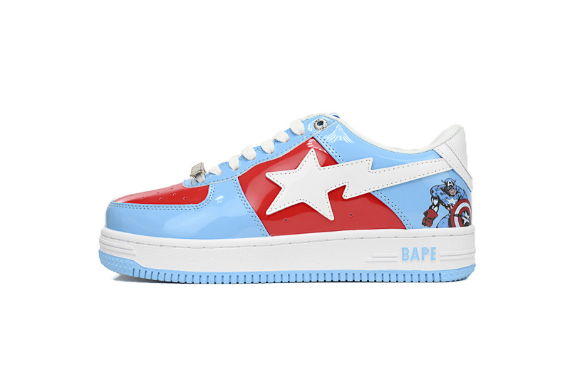 【AD1BP】美国队长 跑量款芭比猿猴漫威系列低帮板鞋 1I73-291-903 A Bathing Ape Bape Sta Low Captain America