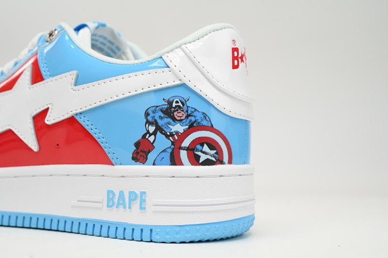 【AD1BP】美国队长 跑量款芭比猿猴漫威系列低帮板鞋 1I73-291-903 A Bathing Ape Bape Sta Low Captain America