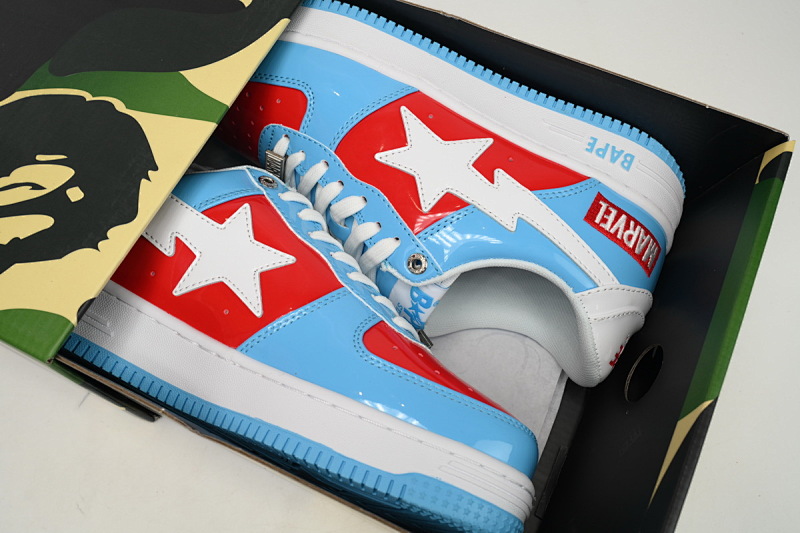 【AD1BP】美国队长 跑量款芭比猿猴漫威系列低帮板鞋 1I73-291-903 A Bathing Ape Bape Sta Low Captain America