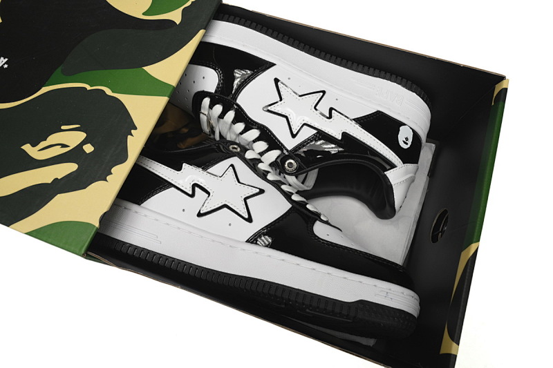 【AD1BP】黑白熊猫 跑量款芭比猿猴低帮板鞋 1H70-191-001 A Bathing Ape Bape Sta Low Black White