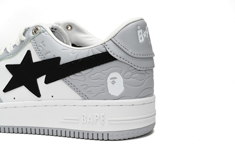 【AD1BP】白灰压花-13 跑量款芭比猿猴低帮板鞋 1H70-191-002 A Bathing Ape Bape Sta Low White Gray embossing