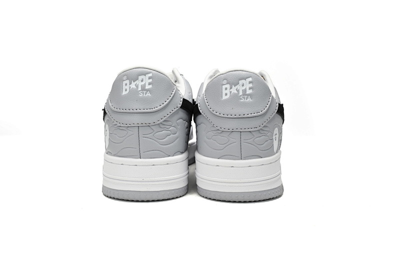 【AD1BP】白灰压花-13 跑量款芭比猿猴低帮板鞋 1H70-191-002 A Bathing Ape Bape Sta Low White Gray embossing