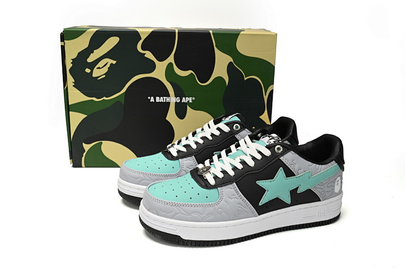 【AD1BP】灰黑绿色-12 跑量款芭比猿猴低帮板鞋 1H70-191-002 A Bathing Ape Bape Sta Low Grey Black Green
