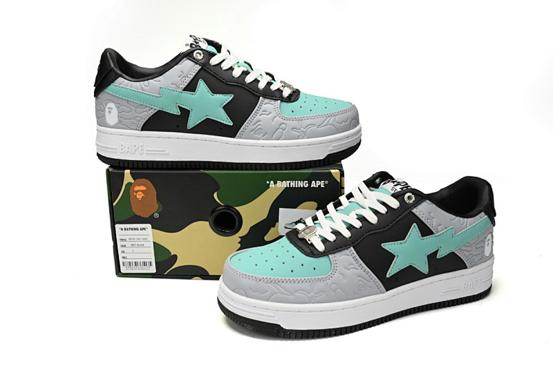 【AD1BP】灰黑绿色-12 跑量款芭比猿猴低帮板鞋 1H70-191-002 A Bathing Ape Bape Sta Low Grey Black Green