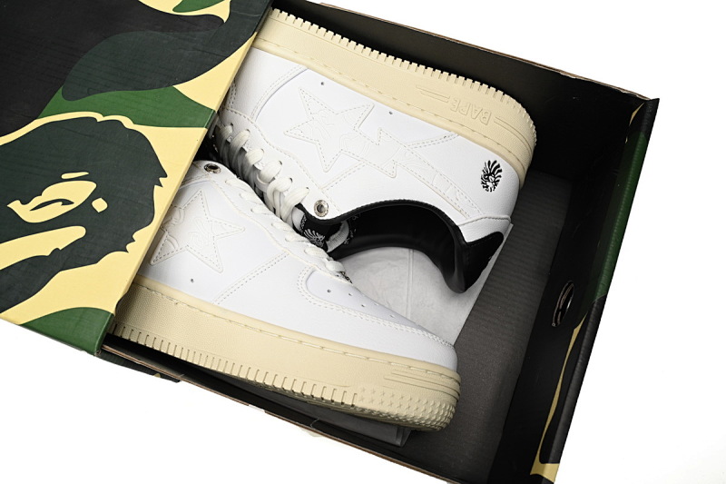 【AD1BP】白黑米-19 跑量款芭比猿猴低帮板鞋 1H70-191-022 A Bathing Ape Bape Sta Low White And Black Rice