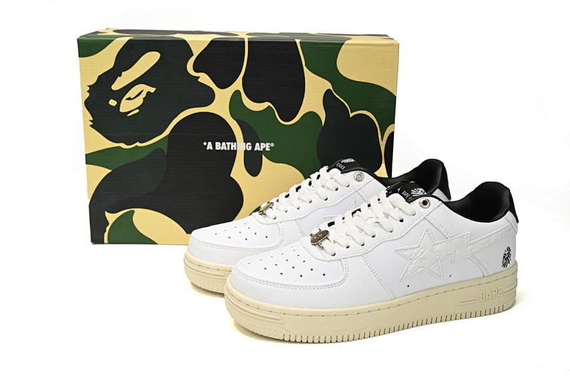 【AD1BP】白黑米-19 跑量款芭比猿猴低帮板鞋 1H70-191-022 A Bathing Ape Bape Sta Low White And Black Rice