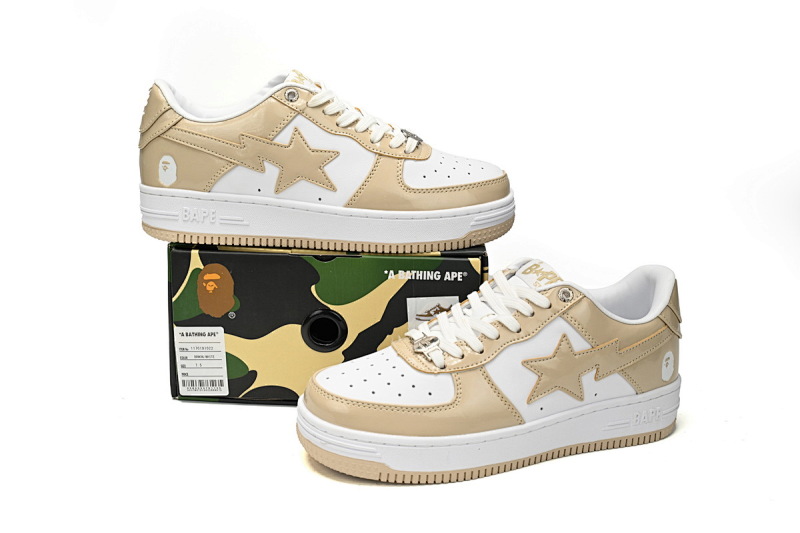【AD1BP】棕白镜面-26 跑量款芭比猿猴低帮板鞋 1170-191-022 A Bathing Ape Bape Sta Low Brown White Mirror Surface