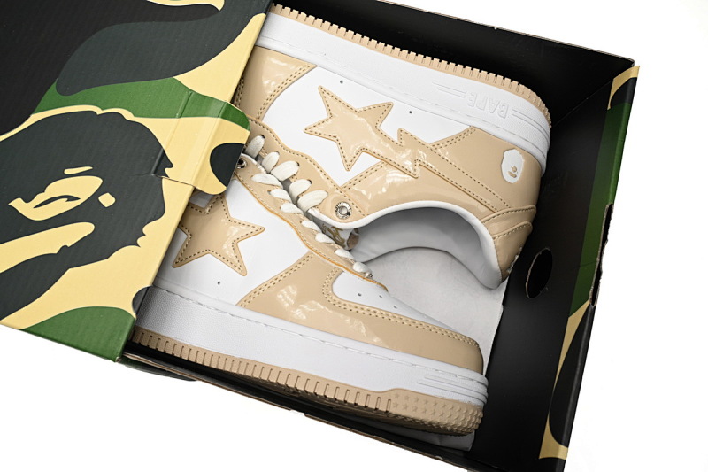 【AD1BP】棕白镜面-26 跑量款芭比猿猴低帮板鞋 1170-191-022 A Bathing Ape Bape Sta Low Brown White Mirror Surface