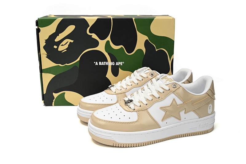 【AD1BP】棕白镜面-26 跑量款芭比猿猴低帮板鞋 1170-191-022 A Bathing Ape Bape Sta Low Brown White Mirror Surface