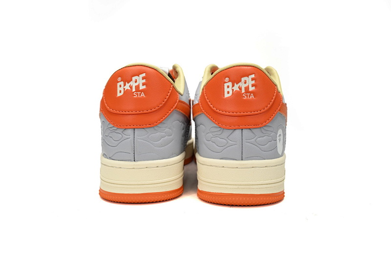 【AD1BP】灰桔红色-14 跑量款芭比猿猴低帮板鞋 1H70-291-002 A Bathing Ape Bape Sta Low Grey orange Red