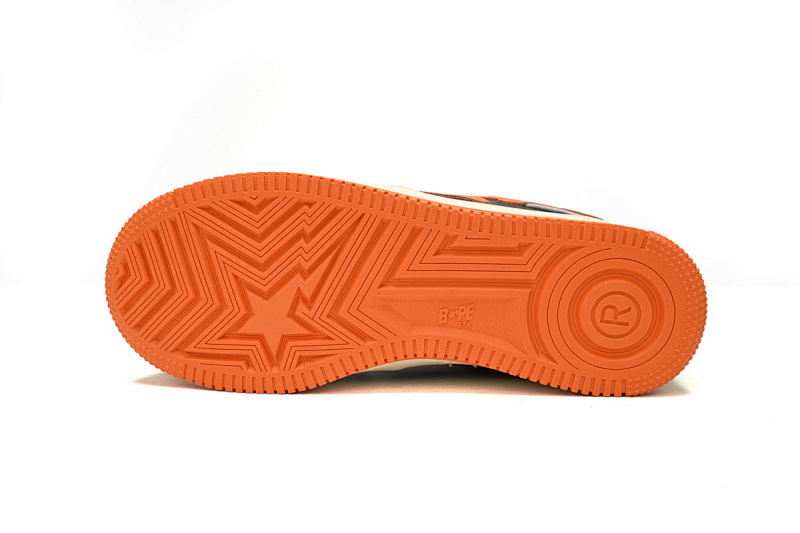 【AD1BP】灰桔红色-14 跑量款芭比猿猴低帮板鞋 1H70-291-002 A Bathing Ape Bape Sta Low Grey orange Red