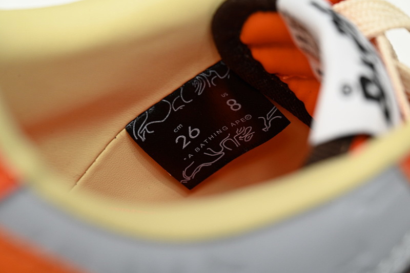 【AD1BP】灰桔红色-14 跑量款芭比猿猴低帮板鞋 1H70-291-002 A Bathing Ape Bape Sta Low Grey orange Red