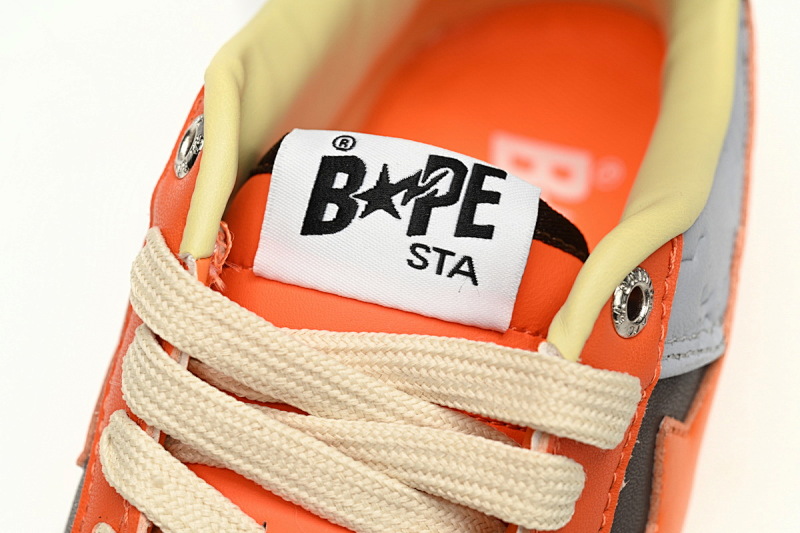 【AD1BP】灰桔红色-14 跑量款芭比猿猴低帮板鞋 1H70-291-002 A Bathing Ape Bape Sta Low Grey orange Red
