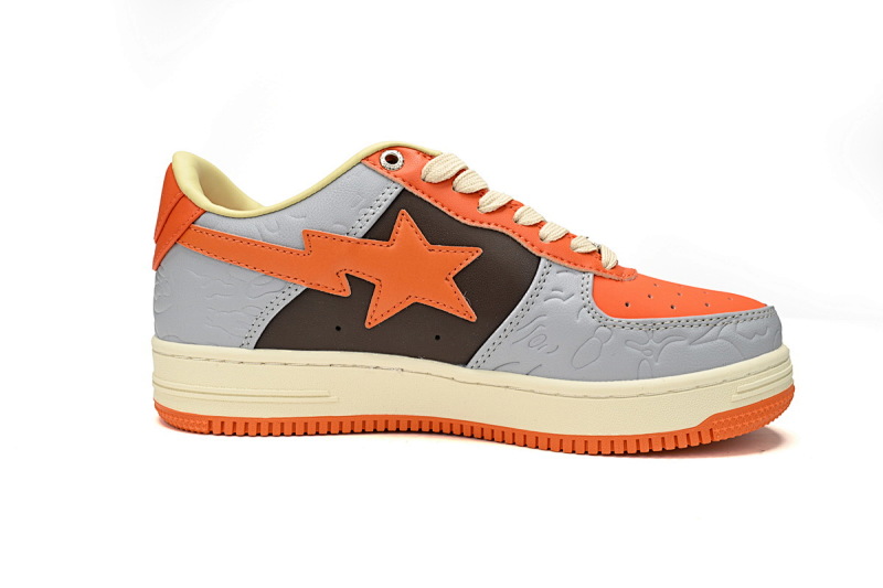 【AD1BP】灰桔红色-14 跑量款芭比猿猴低帮板鞋 1H70-291-002 A Bathing Ape Bape Sta Low Grey orange Red
