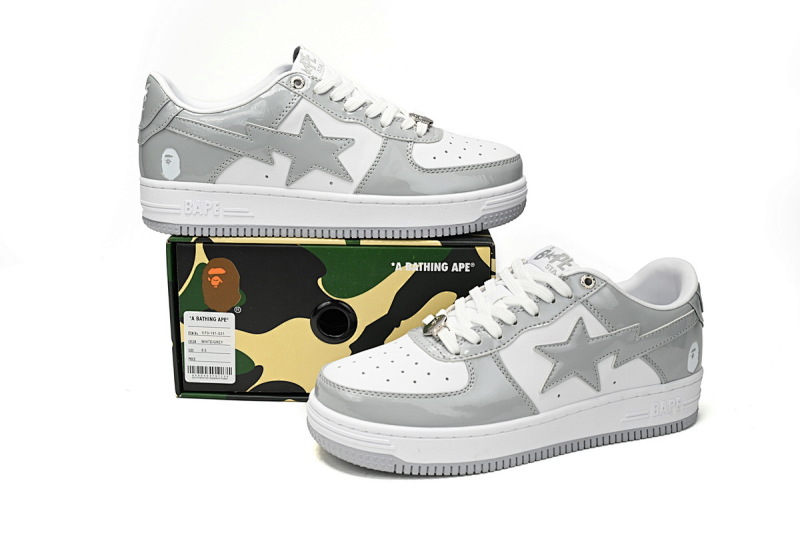 【AD1BP】白浅灰-54 跑量款芭比猿猴低帮板鞋 1170-191-021 A Bathing Ape Bape Sta Low White Grey Rao Noodles