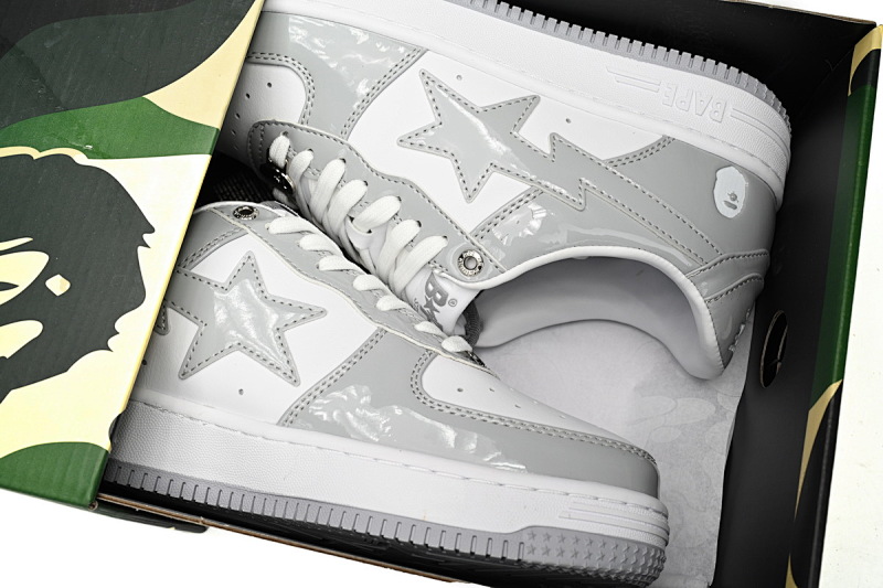【AD1BP】白浅灰-54 跑量款芭比猿猴低帮板鞋 1170-191-021 A Bathing Ape Bape Sta Low White Grey Rao Noodles